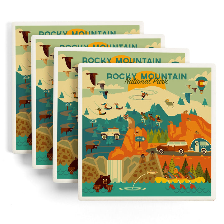 Rocky Mountain National Park, Colorado, Geometric National Park Series, Coasters Coasters Lantern Press 
