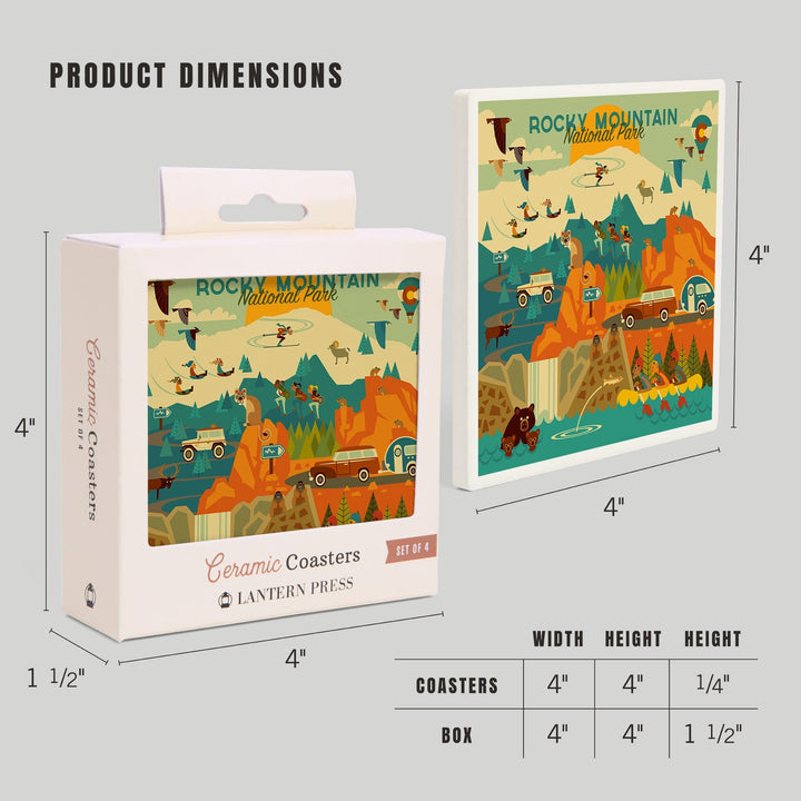 Rocky Mountain National Park, Colorado, Geometric National Park Series, Coasters Coasters Lantern Press 
