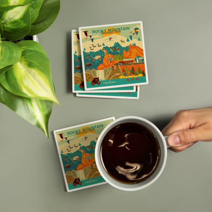 Rocky Mountain National Park, Colorado, Geometric National Park Series, Coasters Coasters Lantern Press 