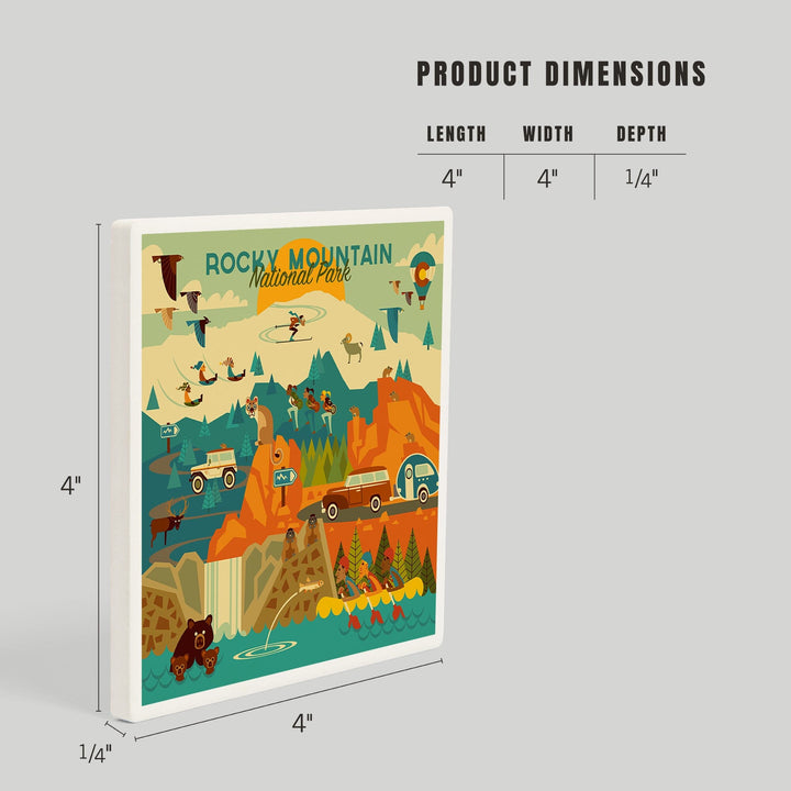 Rocky Mountain National Park, Colorado, Geometric National Park Series, Coasters Coasters Lantern Press 