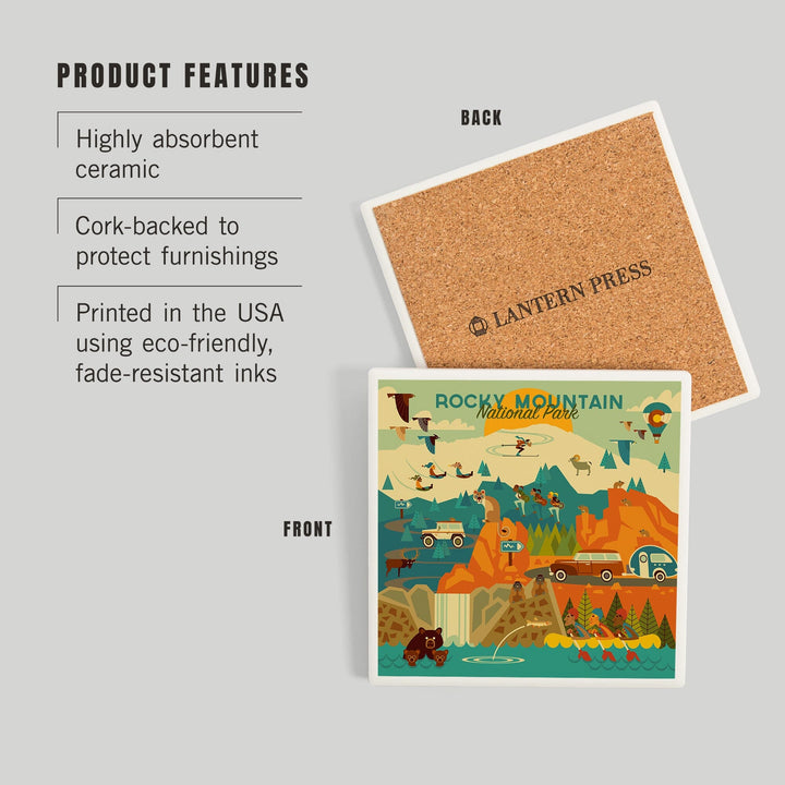 Rocky Mountain National Park, Colorado, Geometric National Park Series, Coasters Coasters Lantern Press 