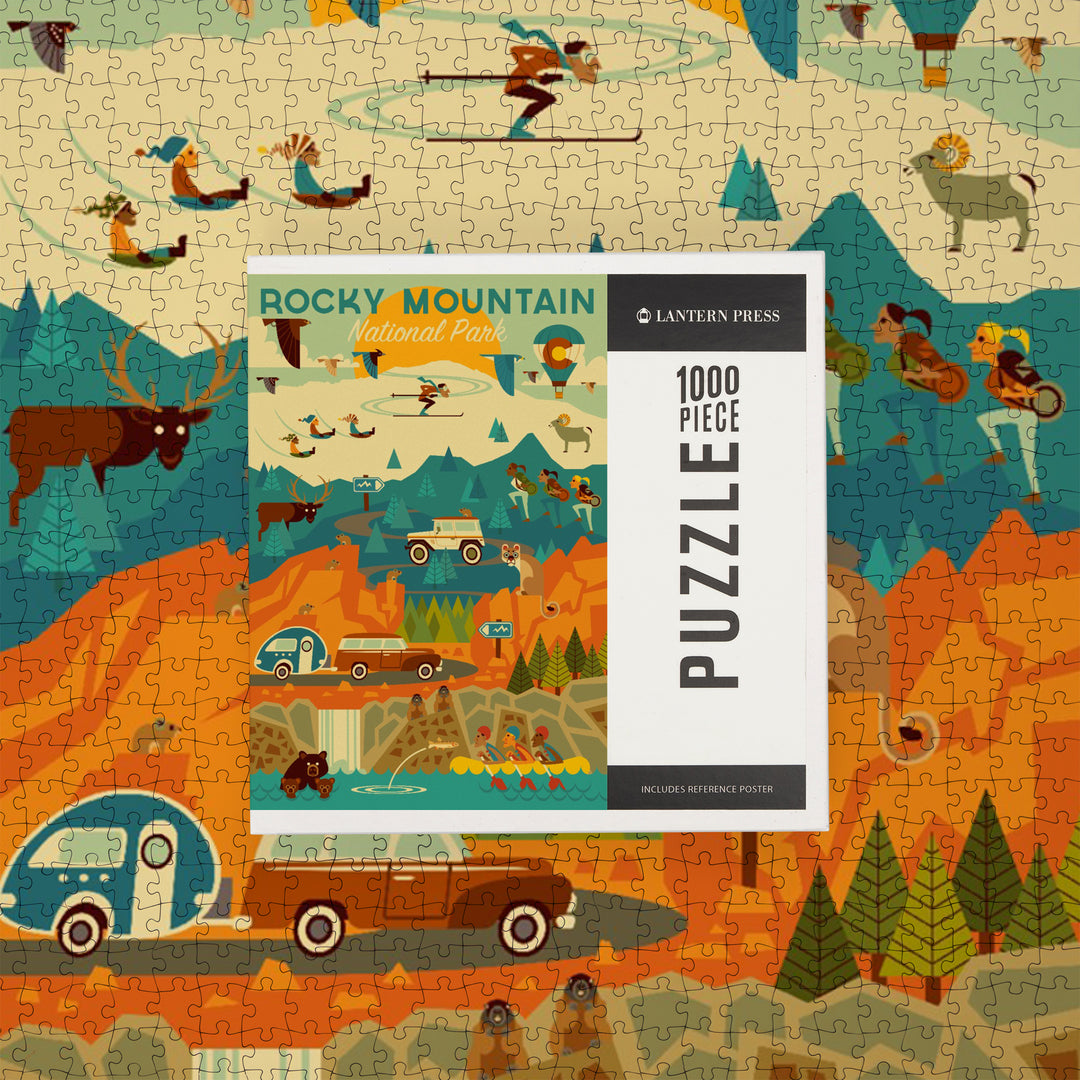 Rocky Mountain National Park, Colorado, Geometric National Park Series, Jigsaw Puzzle Puzzle Lantern Press 