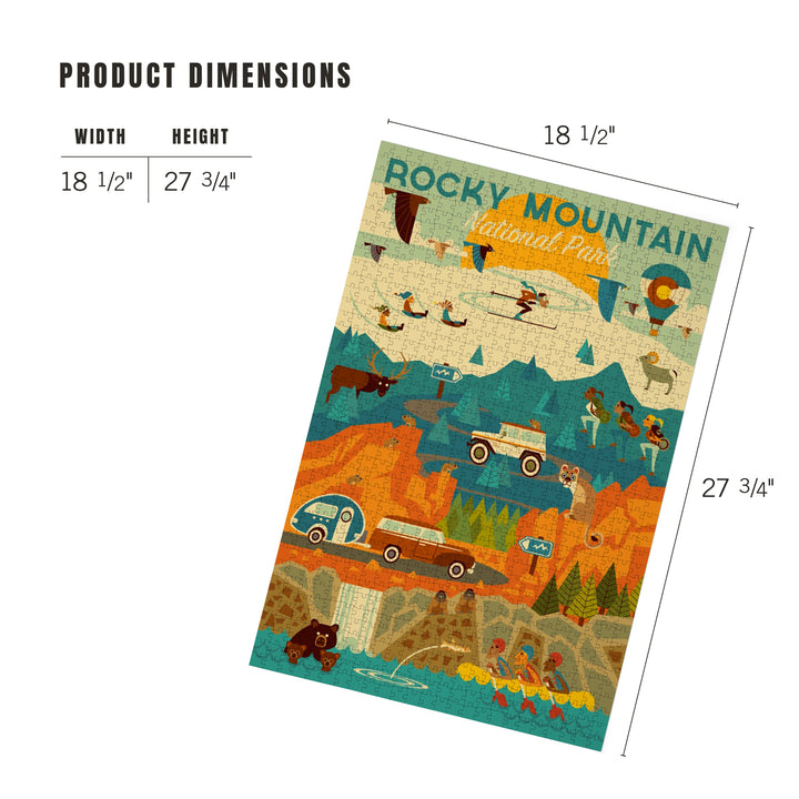 Rocky Mountain National Park, Colorado, Geometric National Park Series, Jigsaw Puzzle Puzzle Lantern Press 
