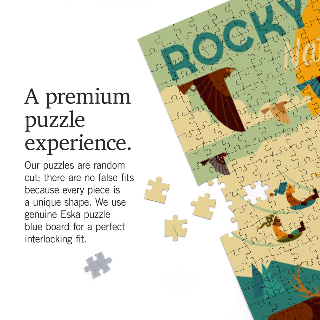 Rocky Mountain National Park, Colorado, Geometric National Park Series, Jigsaw Puzzle Puzzle Lantern Press 