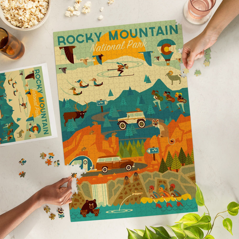 Rocky Mountain National Park, Colorado, Geometric National Park Series, Jigsaw Puzzle Puzzle Lantern Press 