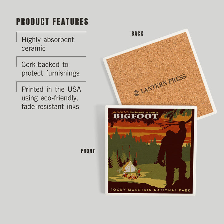 Rocky Mountain National Park, Colorado, Home of Bigfoot, Coasters Coasters Lantern Press 