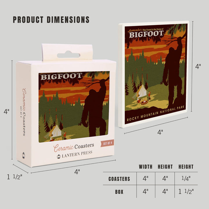 Rocky Mountain National Park, Colorado, Home of Bigfoot, Coasters Coasters Lantern Press 