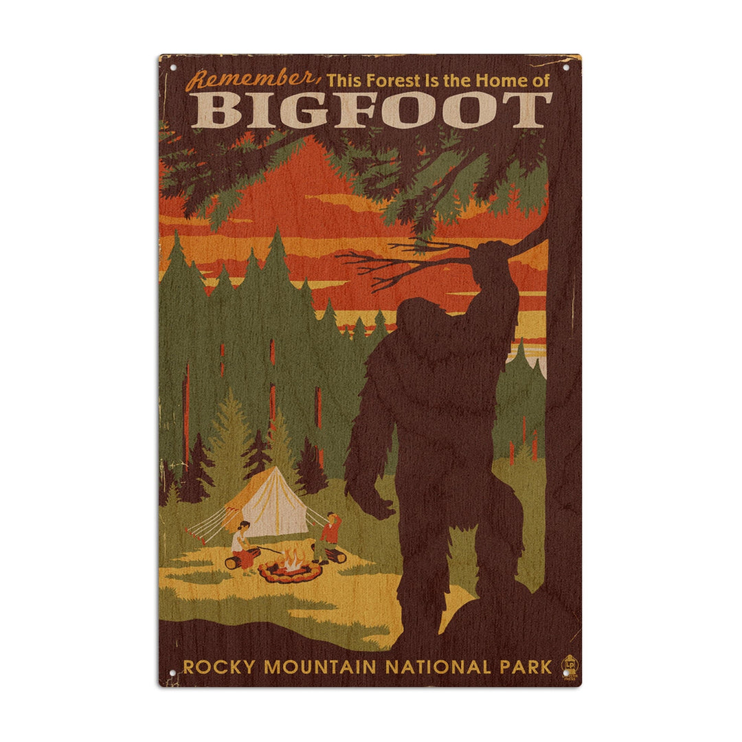 Rocky Mountain National Park, Colorado, Home of Bigfoot, Lantern Press Artwork, Wood Signs and Postcards Wood Lantern Press 10 x 15 Wood Sign 