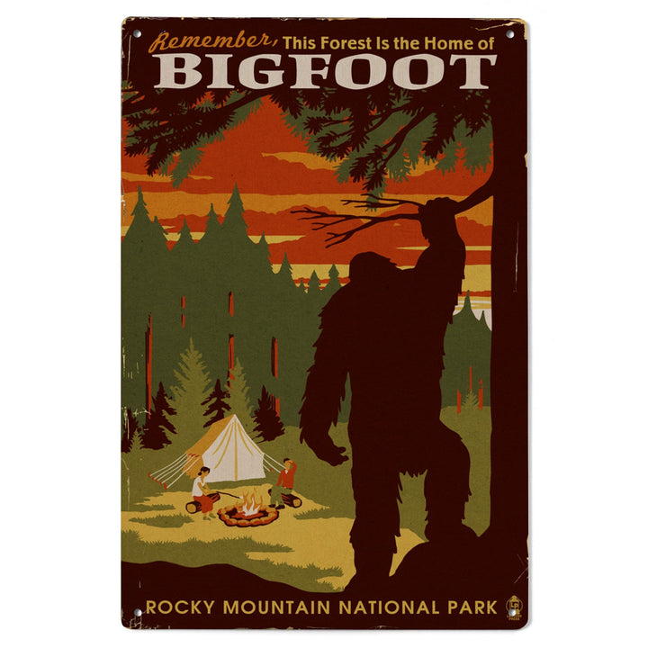 Rocky Mountain National Park, Colorado, Home of Bigfoot, Lantern Press Artwork, Wood Signs and Postcards Wood Lantern Press 