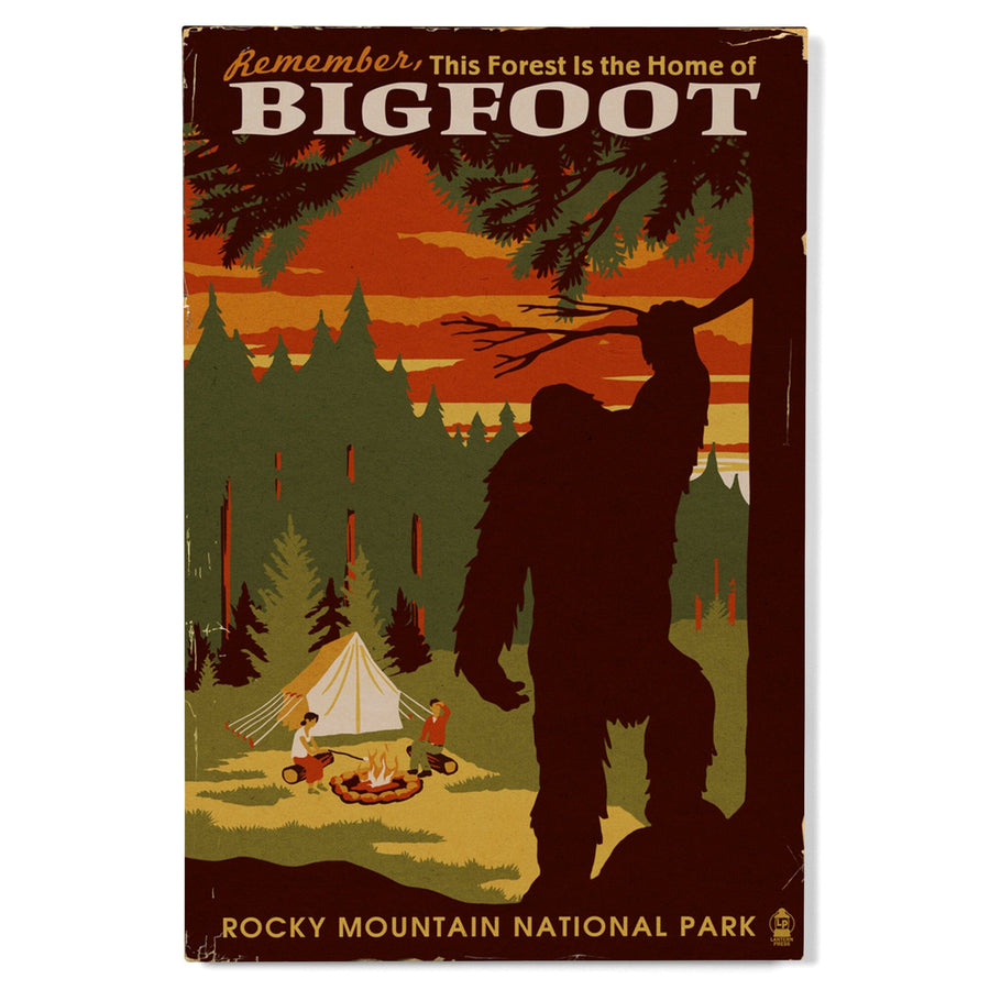 Rocky Mountain National Park, Colorado, Home of Bigfoot, Lantern Press Artwork, Wood Signs and Postcards Wood Lantern Press 