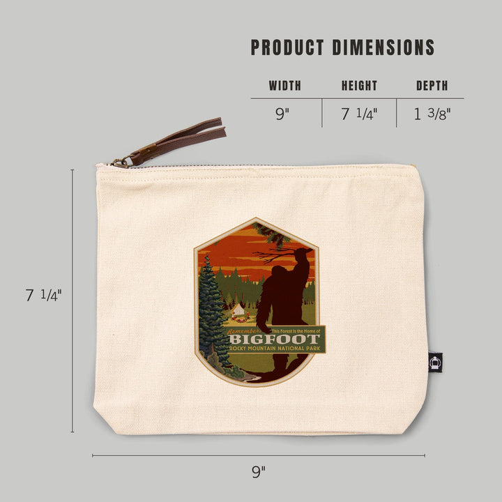 Rocky Mountain National Park, Colorado, Home of Bigfoot,, Organic Cotton Zipper Pouch, Go Bag Go Bag Lantern Press 