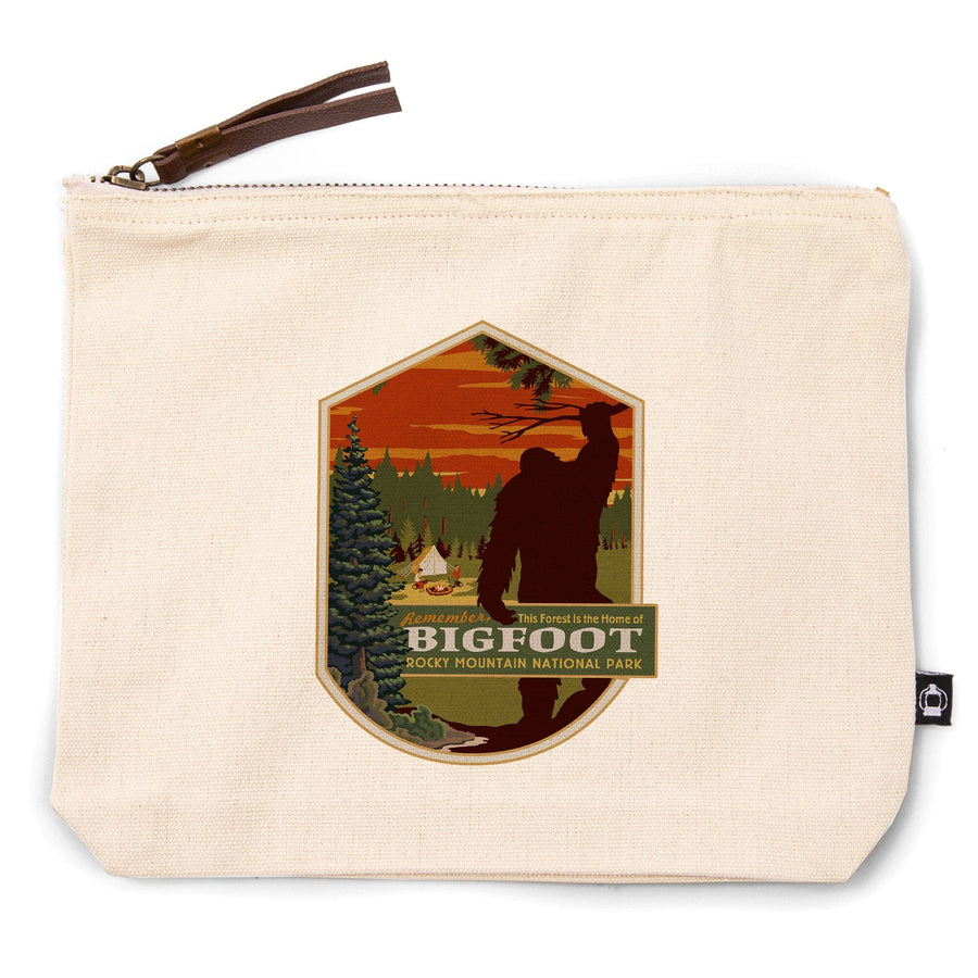 Rocky Mountain National Park, Colorado, Home of Bigfoot,, Organic Cotton Zipper Pouch, Go Bag Go Bag Lantern Press 
