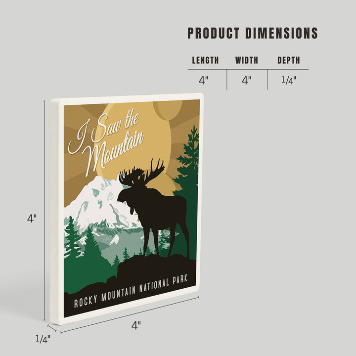 Rocky Mountain National Park, Colorado, I Saw the Mountain, Moose Silhouette, Vector, Coasters Coasters Lantern Press 