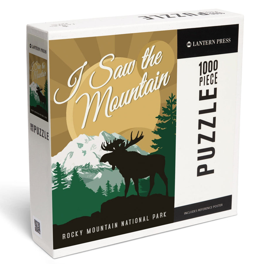 Rocky Mountain National Park, Colorado, I Saw the Mountain, Moose Silhouette, Vector, Jigsaw Puzzle Puzzle Lantern Press 
