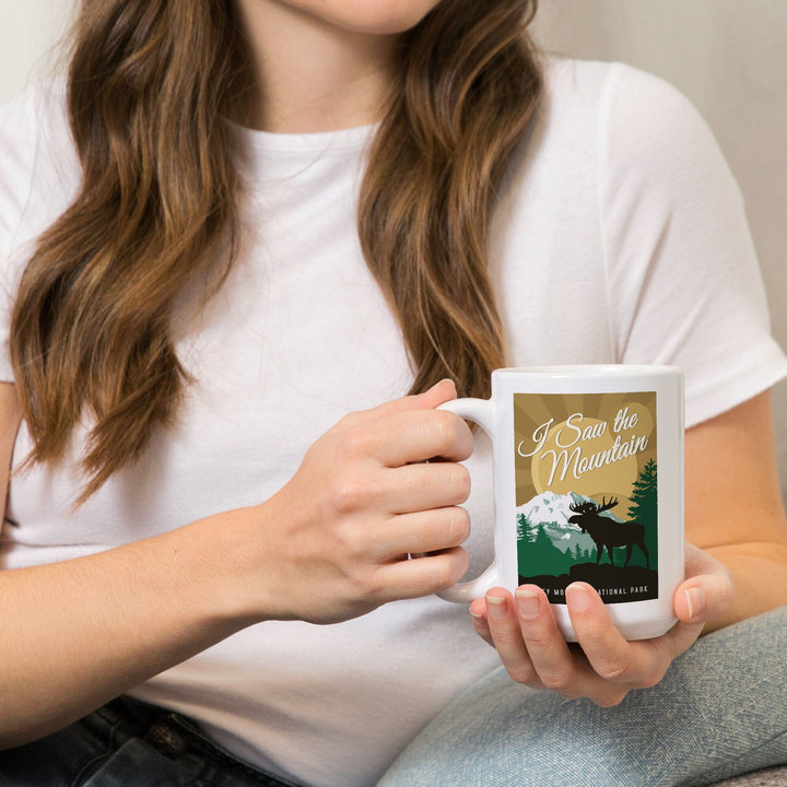 Rocky Mountain National Park, Colorado, I Saw the Mountain, Moose Silhouette, Vector, Lantern Press Artwork, Ceramic Mug Mugs Lantern Press 