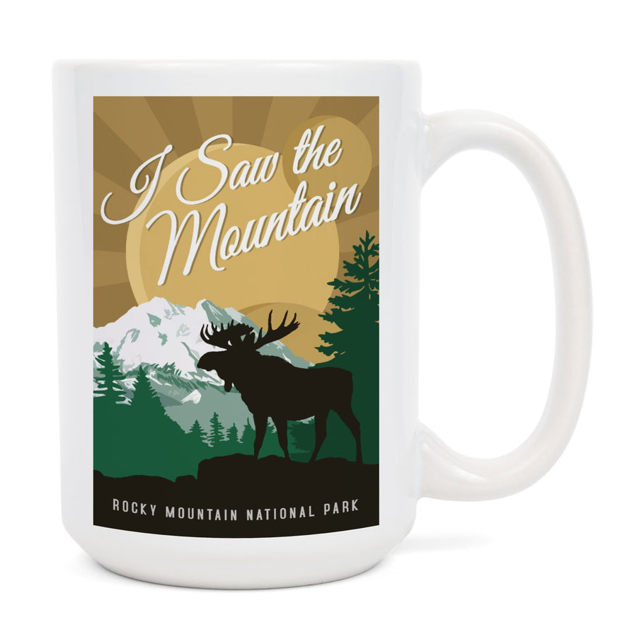 Rocky Mountain National Park, Colorado, I Saw the Mountain, Moose Silhouette, Vector, Lantern Press Artwork, Ceramic Mug Mugs Lantern Press 