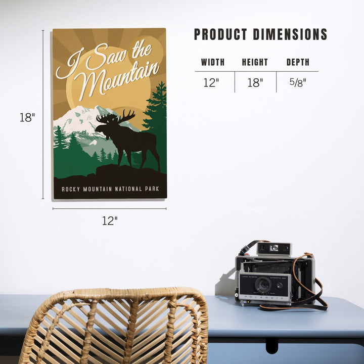 Rocky Mountain National Park, Colorado, I Saw the Mountain, Moose Silhouette, Vector, Lantern Press Artwork, Wood Signs and Postcards Wood Lantern Press 