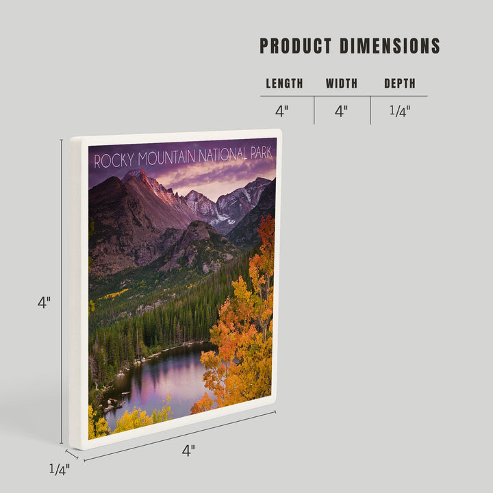 Rocky Mountain National Park, Colorado, Lake and Mountain, Coasters Coasters Lantern Press 
