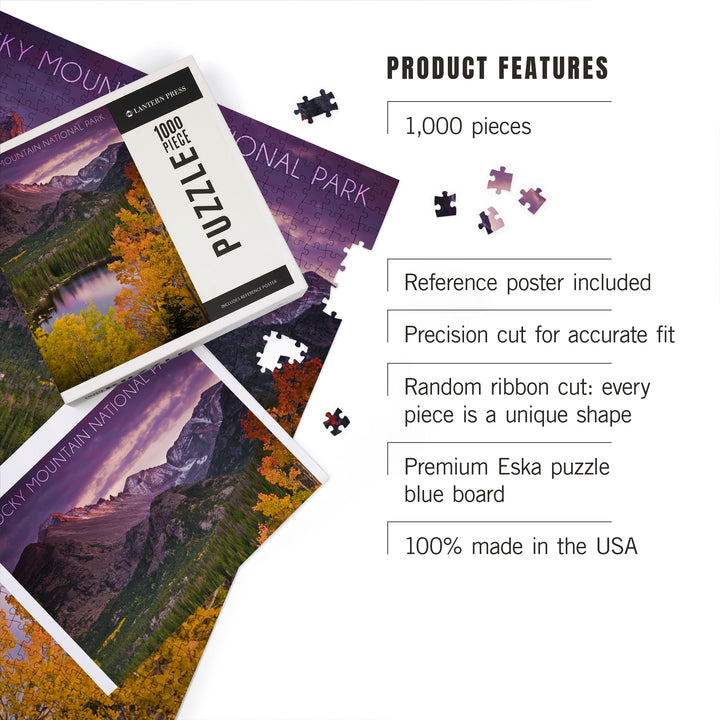 Rocky Mountain National Park, Colorado, Lake and Mountain, Jigsaw Puzzle Puzzle Lantern Press 