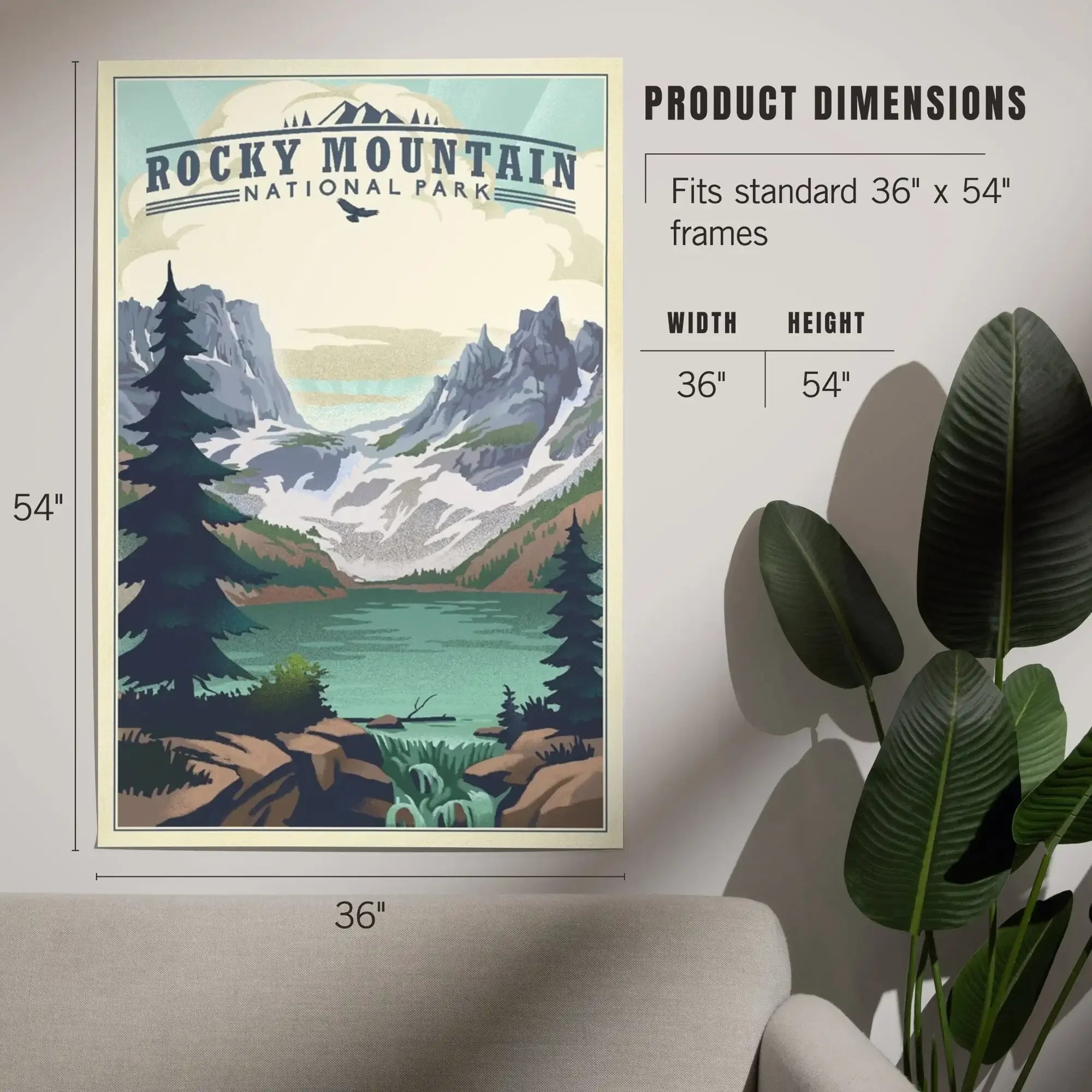 Rocky Mountain National Park, Colorado, Lake, Lithograph art