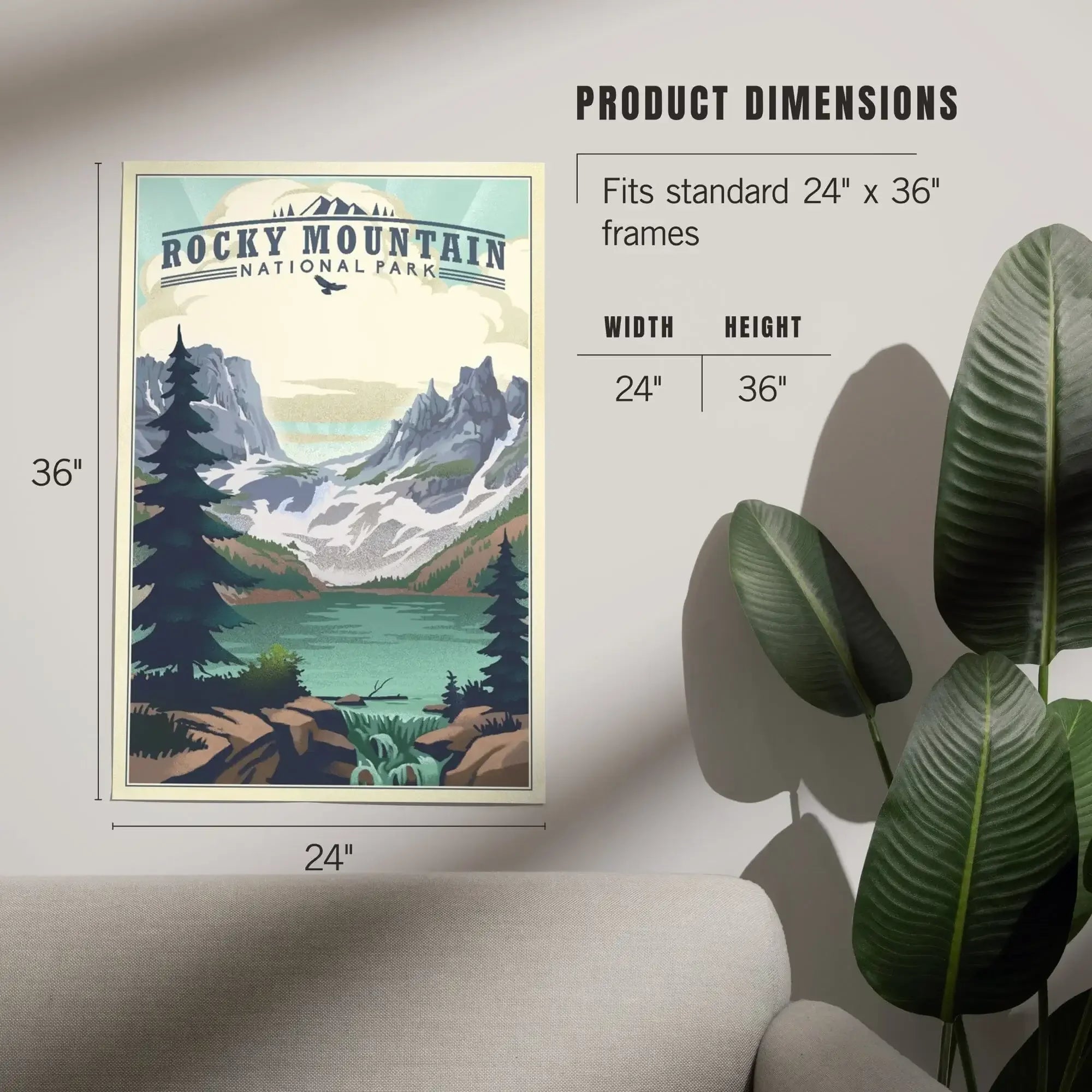 Rocky Mountain National Park, Colorado, Lake, Lithograph art