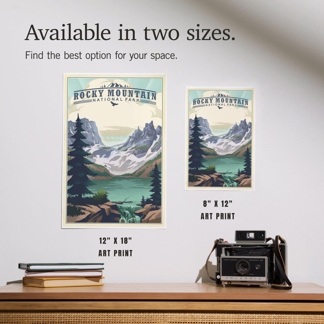 Rocky Mountain National Park, Colorado, Lake, Lithograph, Art & Giclee Prints Art Lantern Press 