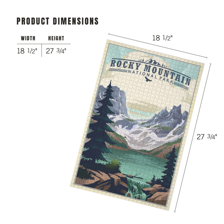 Rocky Mountain National Park, Colorado, Lake, Lithograph, Jigsaw Puzzle Puzzle Lantern Press 
