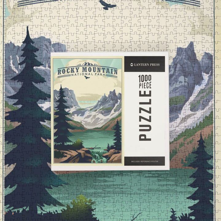 Rocky Mountain National Park, Colorado, Lake, Lithograph, Jigsaw Puzzle Puzzle Lantern Press 