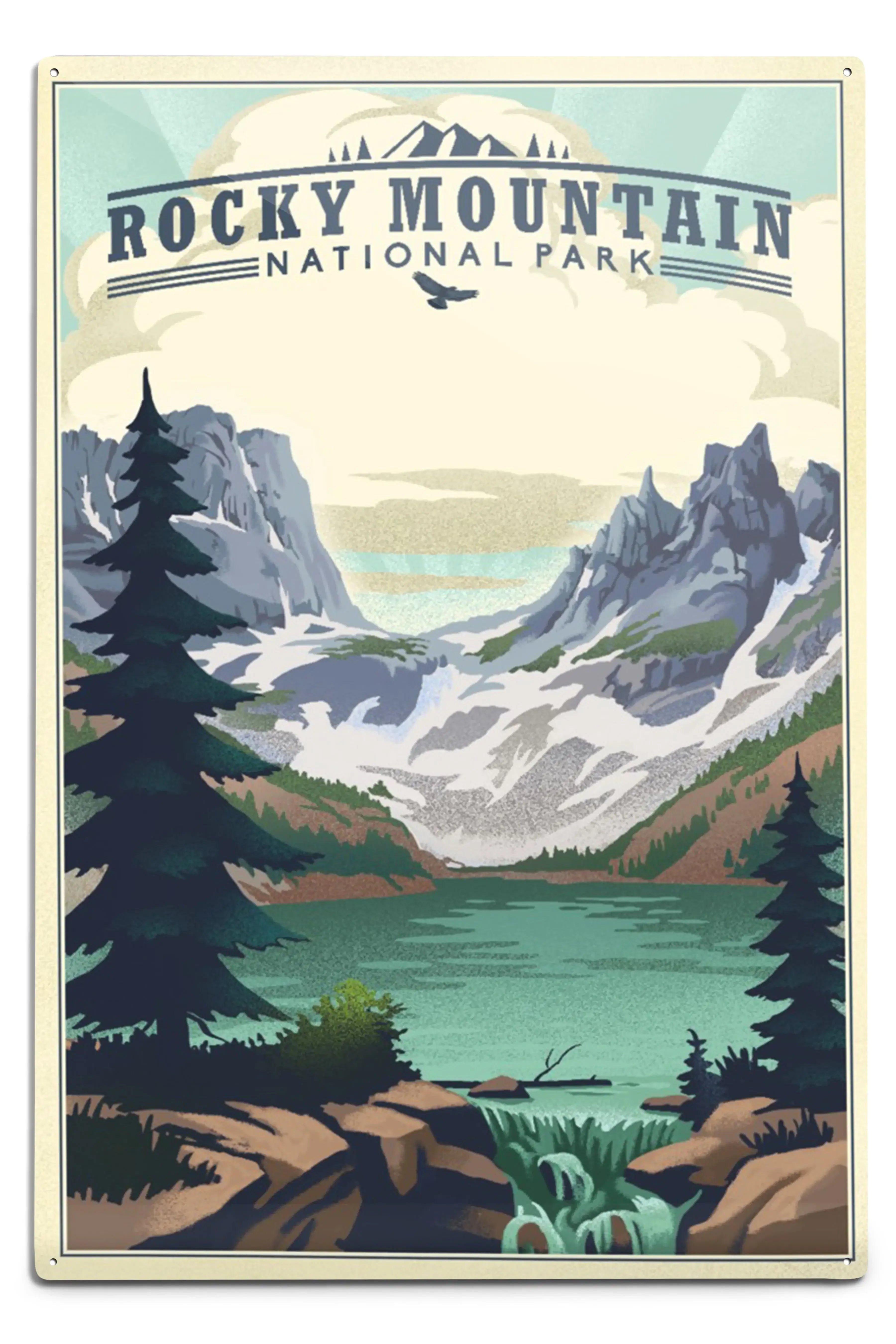 専用Lisi Only Shipping fee Rocky Mountain Rocky Mountain National Park, Colorado, Lake, Lithograph metal
