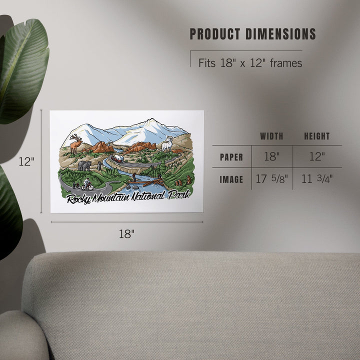 Rocky Mountain National Park, Colorado, Line Drawing, Art & Giclee Prints Art Lantern Press 