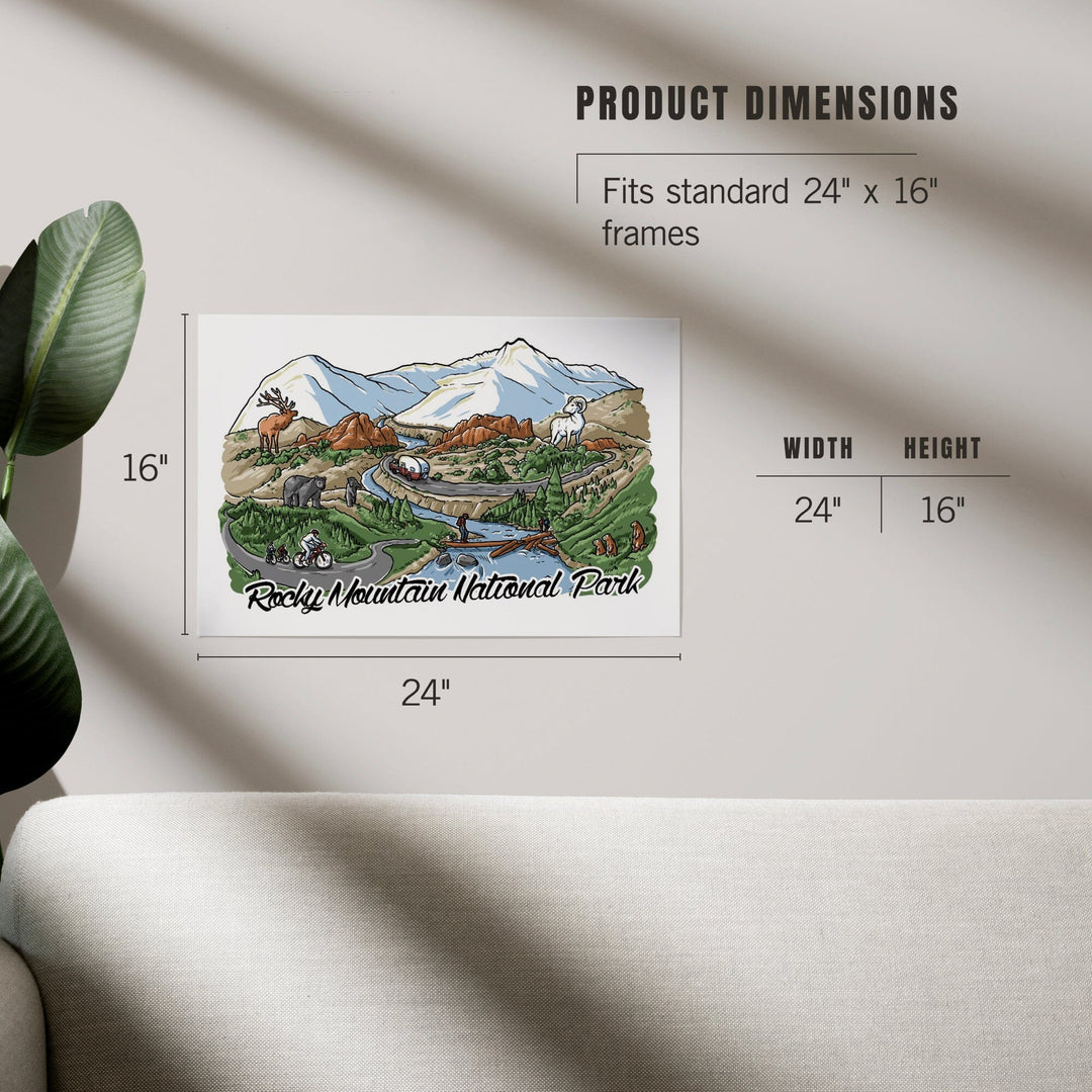 Rocky Mountain National Park, Colorado, Line Drawing, Art & Giclee Prints Art Lantern Press 