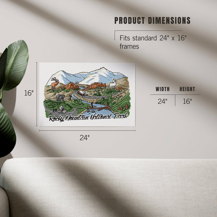 Rocky Mountain National Park, Colorado, Line Drawing, Art & Giclee Prints Art Lantern Press 