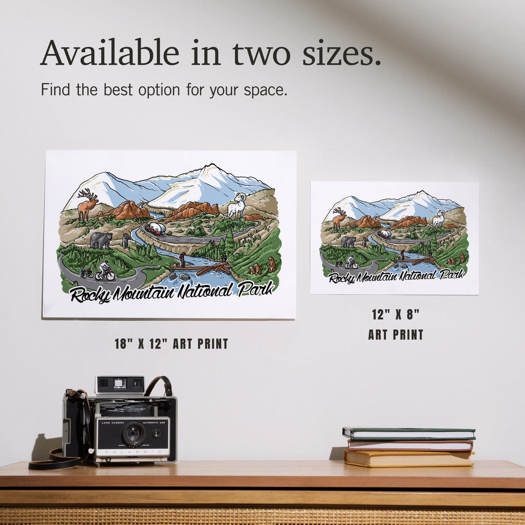 Rocky Mountain National Park, Colorado, Line Drawing, Art & Giclee Prints Art Lantern Press 