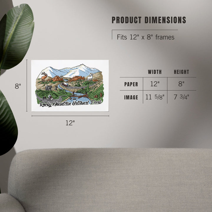 Rocky Mountain National Park, Colorado, Line Drawing, Art & Giclee Prints Art Lantern Press 