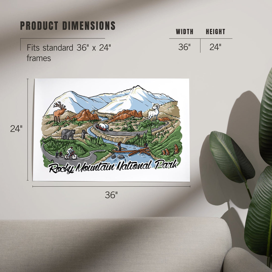 Rocky Mountain National Park, Colorado, Line Drawing, Art & Giclee Prints Art Lantern Press 