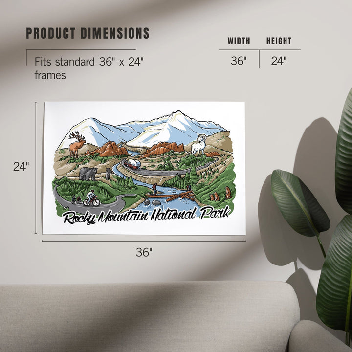 Rocky Mountain National Park, Colorado, Line Drawing, Art & Giclee Prints Art Lantern Press 