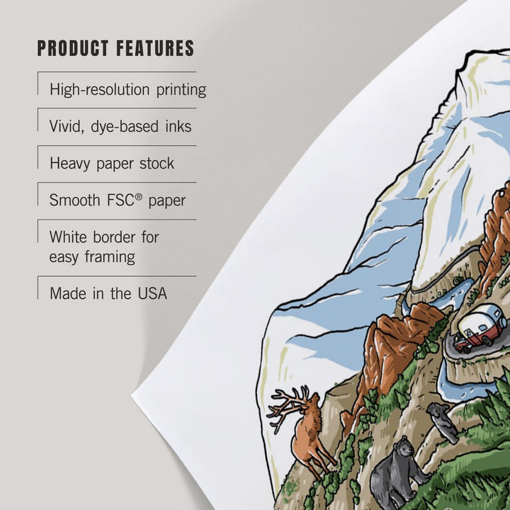 Rocky Mountain National Park, Colorado, Line Drawing, Art & Giclee Prints Art Lantern Press 