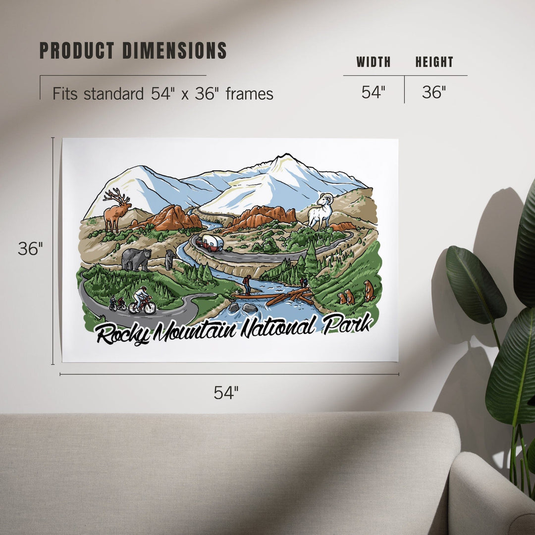 Rocky Mountain National Park, Colorado, Line Drawing, Art & Giclee Prints Art Lantern Press 