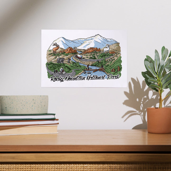 Rocky Mountain National Park, Colorado, Line Drawing, Art & Giclee Prints Art Lantern Press 