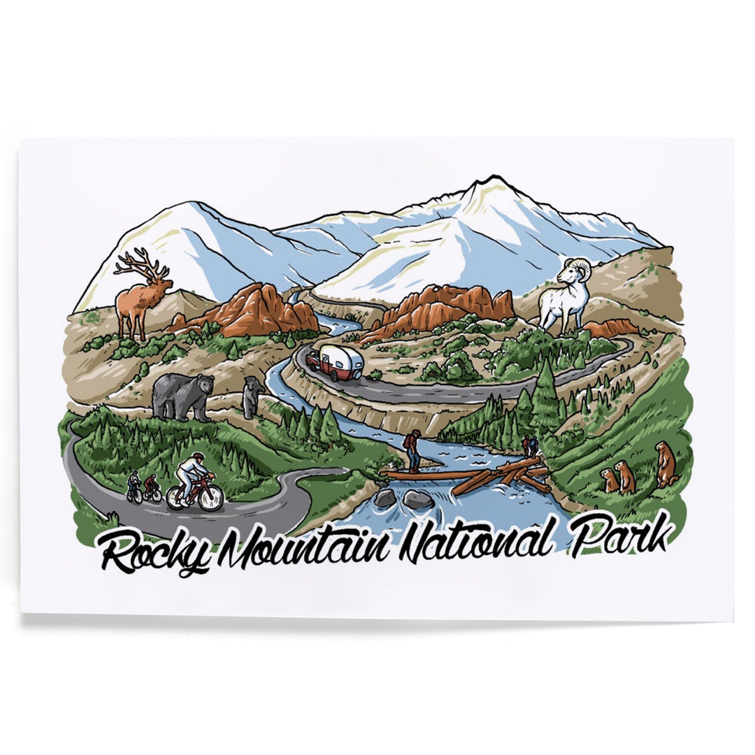 Rocky Mountain National Park, Colorado, Line Drawing, Art & Giclee Prints Art Lantern Press 