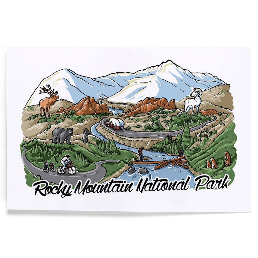 Rocky Mountain National Park, Colorado, Line Drawing, Art & Giclee Prints Art Lantern Press 