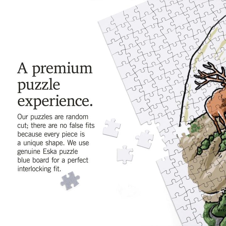 Rocky Mountain National Park, Colorado, Line Drawing, Jigsaw Puzzle Puzzle Lantern Press 