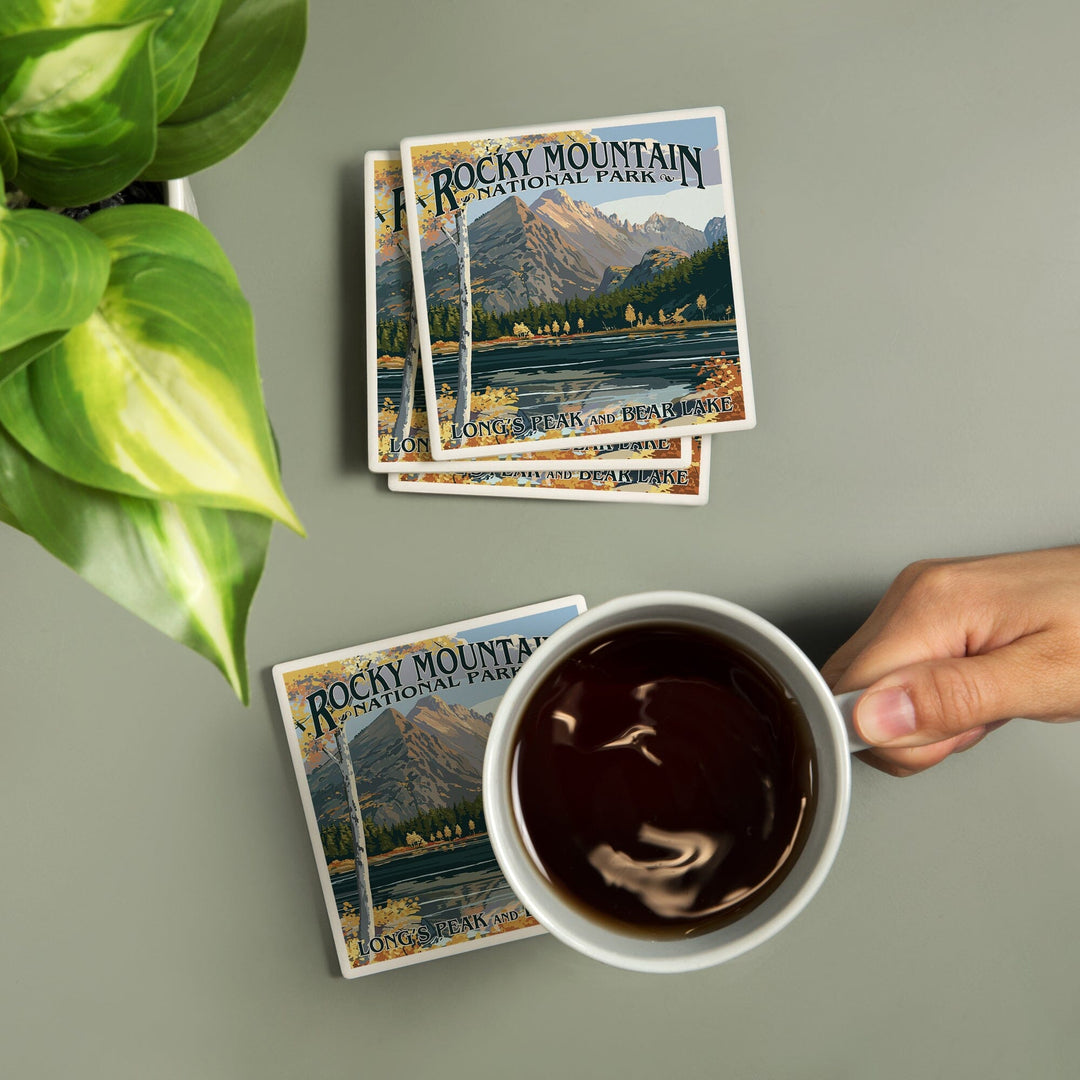 Rocky Mountain National Park, Colorado, Longs Peak and Bear Lake Fall, Coasters Coasters Lantern Press 