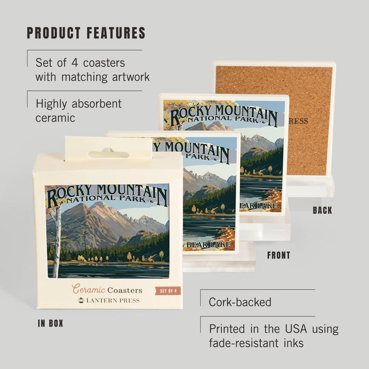 Rocky Mountain National Park, Colorado, Longs Peak and Bear Lake Fall, Coasters Coasters Lantern Press 