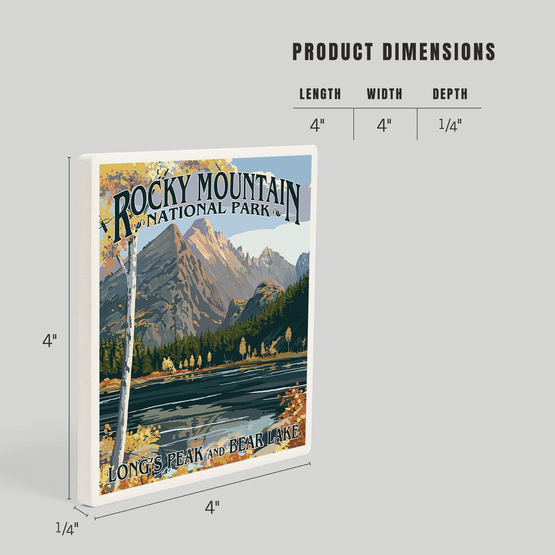 Rocky Mountain National Park, Colorado, Longs Peak and Bear Lake Fall, Coasters Coasters Lantern Press 