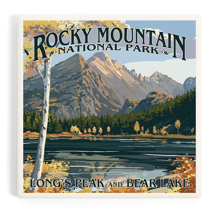 Rocky Mountain National Park, Colorado, Longs Peak and Bear Lake Fall, Coasters Coasters Lantern Press 