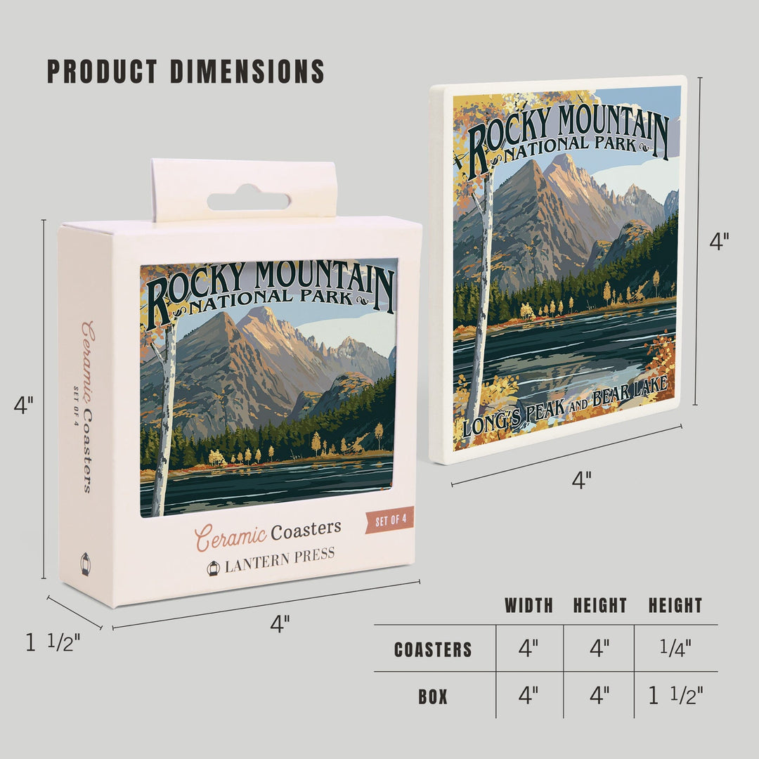 Rocky Mountain National Park, Colorado, Longs Peak and Bear Lake Fall, Coasters Coasters Lantern Press 