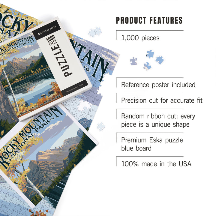 Rocky Mountain National Park, Colorado, Longs Peak and Bear Lake Fall, Jigsaw Puzzle Puzzle Lantern Press 