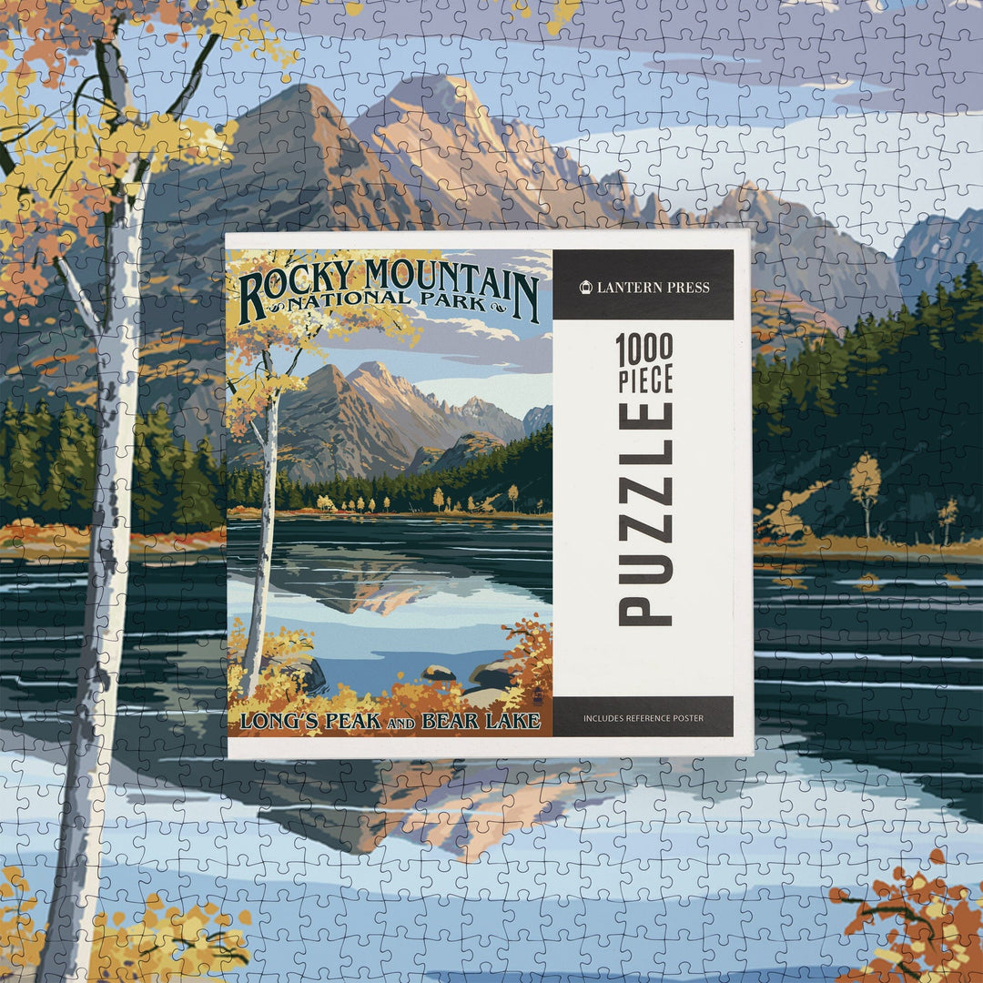 Rocky Mountain National Park, Colorado, Longs Peak and Bear Lake Fall, Jigsaw Puzzle Puzzle Lantern Press 