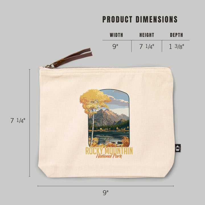 Rocky Mountain National Park, Colorado, Longs Peak and Bear Lake Fall,, Organic Cotton Zipper Pouch, Go Bag Go Bag Lantern Press 